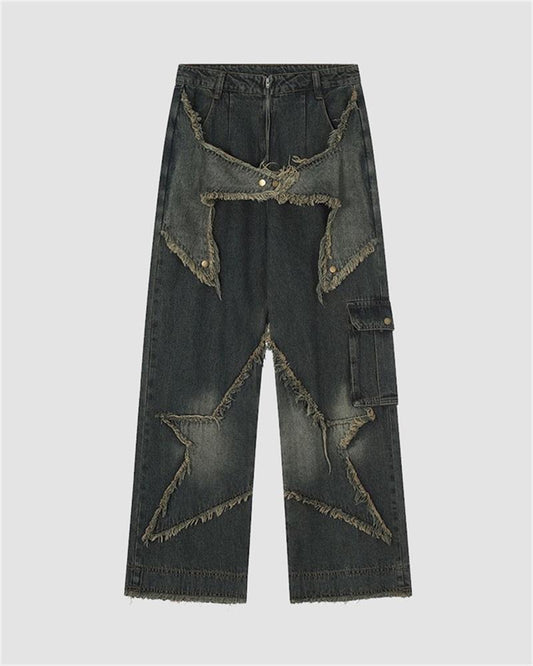 Star Patchwork Baggy Jeans