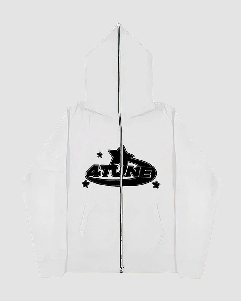 ATUNE Print Zip Up Hoodie