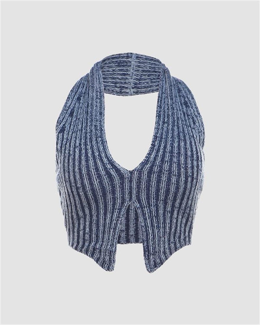 Halter Ribbed Knit Top