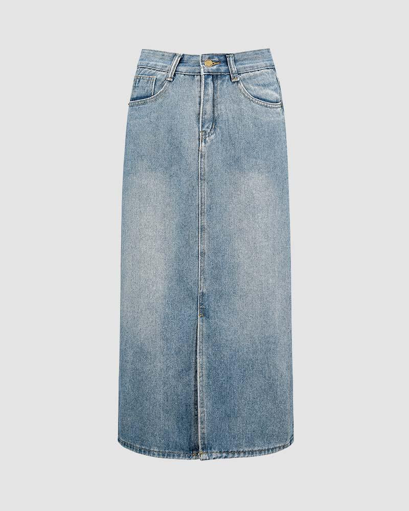 Oriel Split Denim Skirt