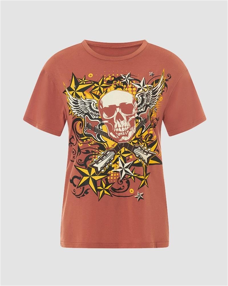 Skull Grunge Aesthetic Short Sleeve T-shirt