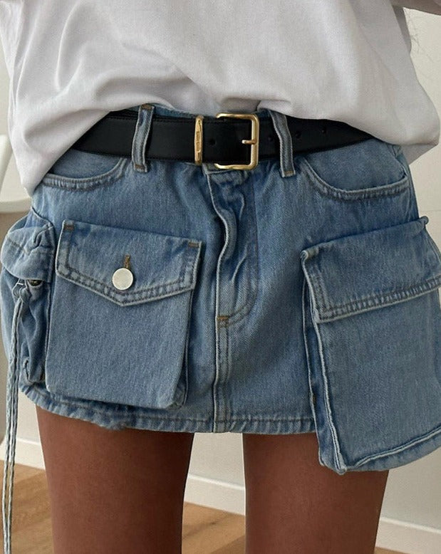 Grunge Pocket Short Denim Skirts