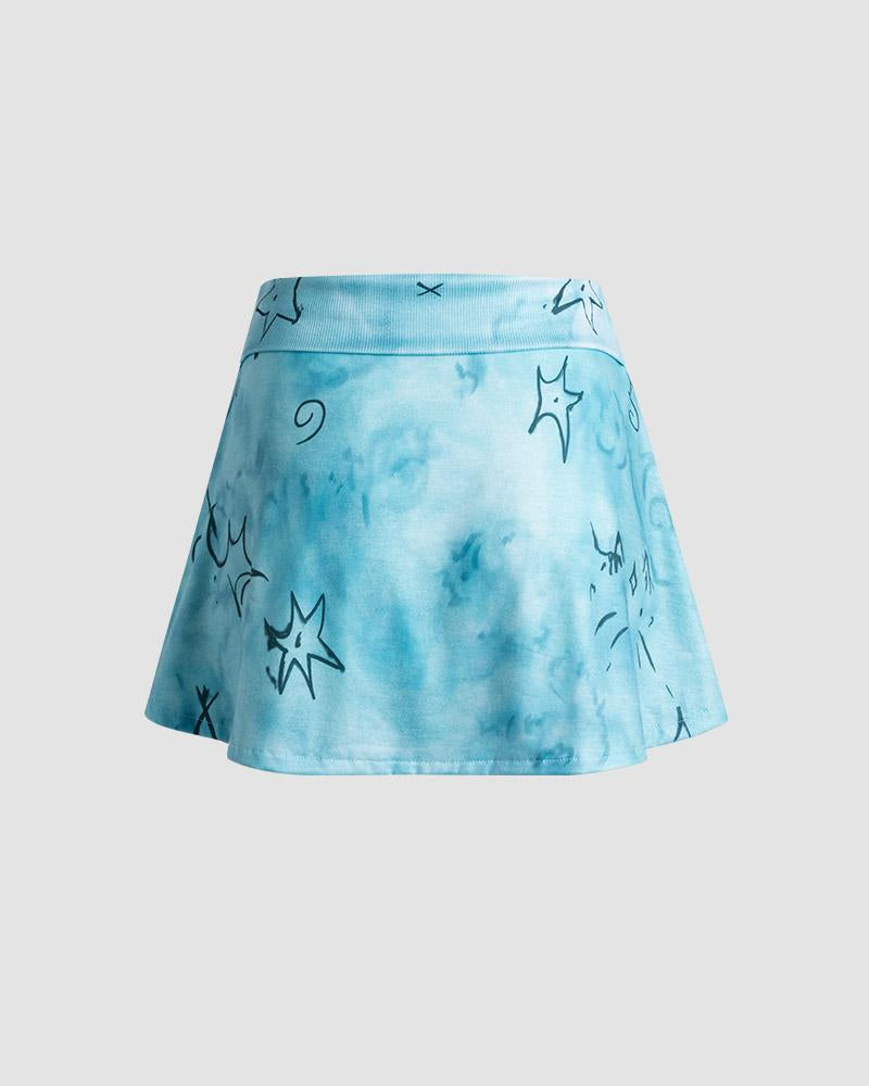 Starry Powered Distressed Mini Skirt