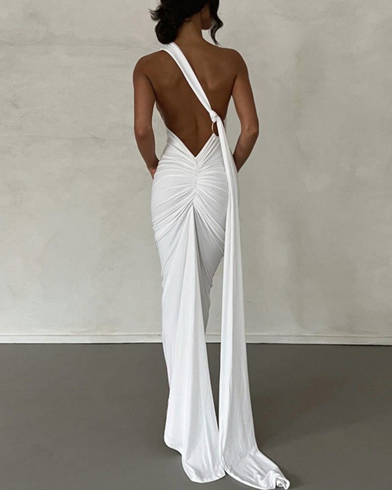 Meriya Swan Backless Maxi Dress