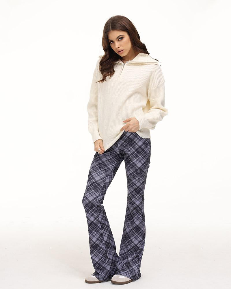 Bounty High Waisted Plaid Trousers