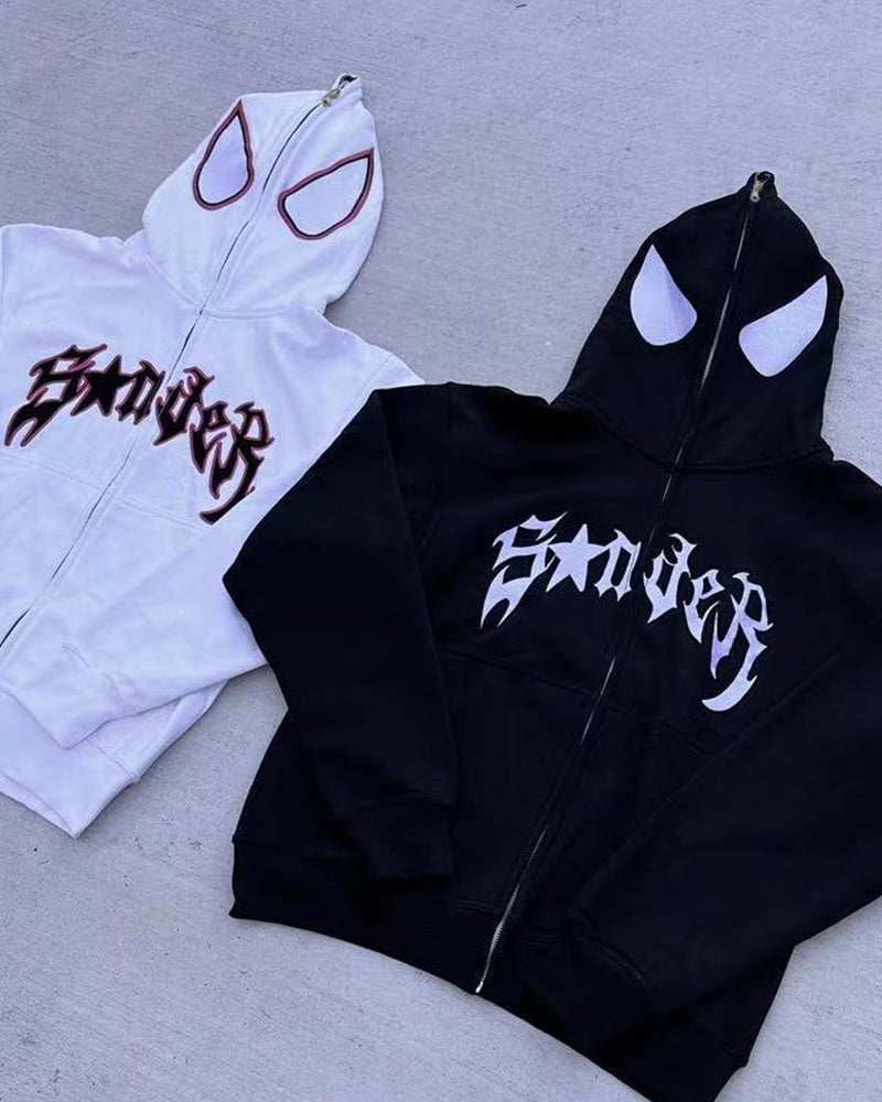 Spider Print Street Zip Up Hoodie