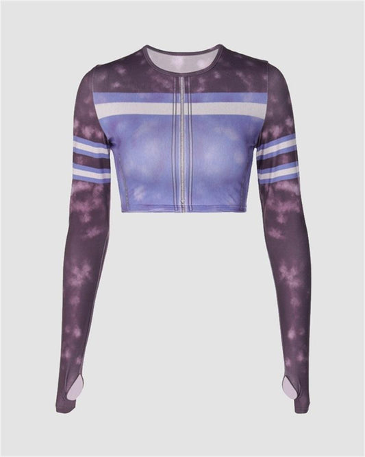 Purple Motorcycle Printed Top