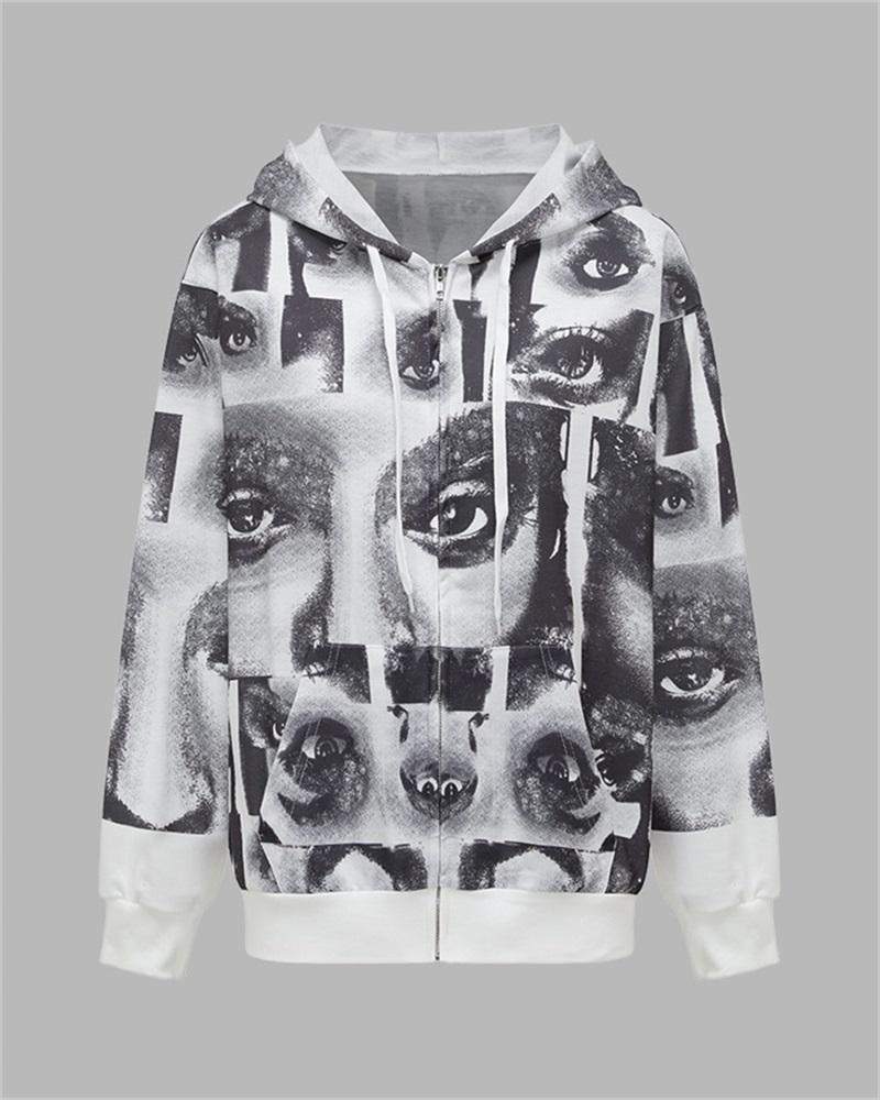 Eye Graphic Oversized Zip Hoodie