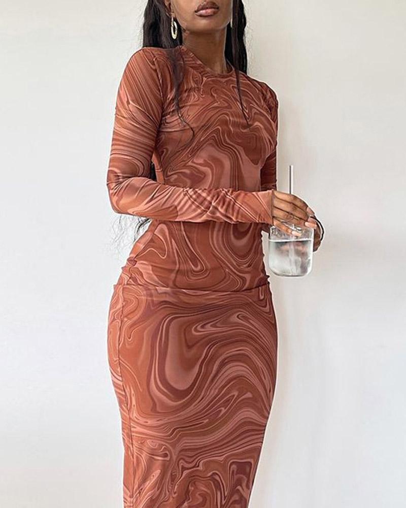 Earthy Watermarble Maxi Dress