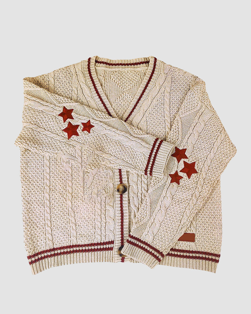 Star Patched Cable Cardigan