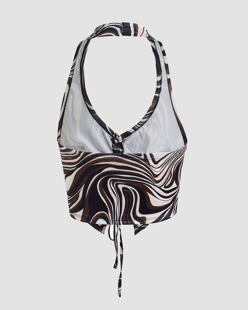 Abstract Ripples Halter Top