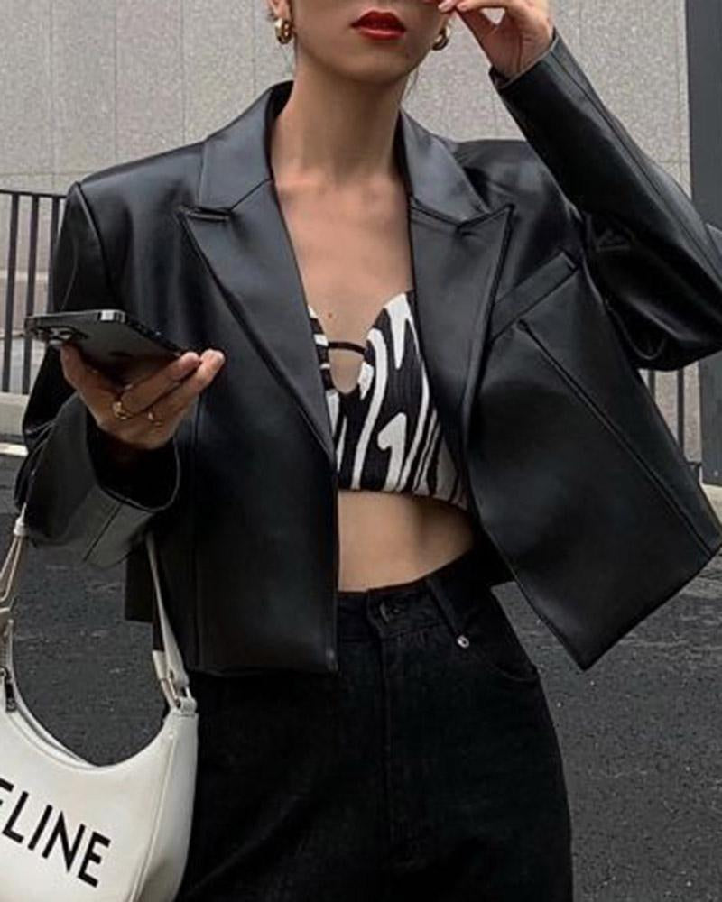 City Errand Vegan Leather Cropped Blazer