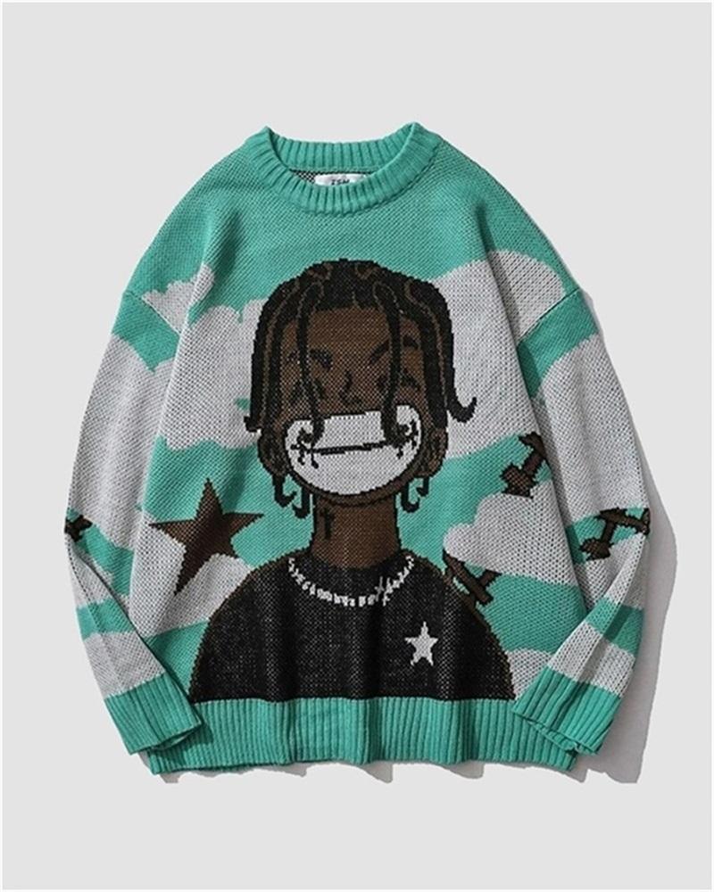 Hip Hop Anime Graphic Sweater