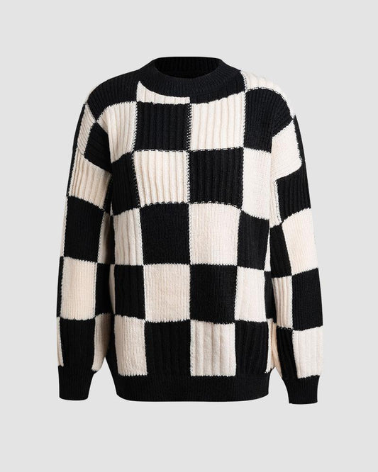 Checkerboard Prism Oversized Jumper