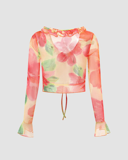 Flowering Blaze Tie Top