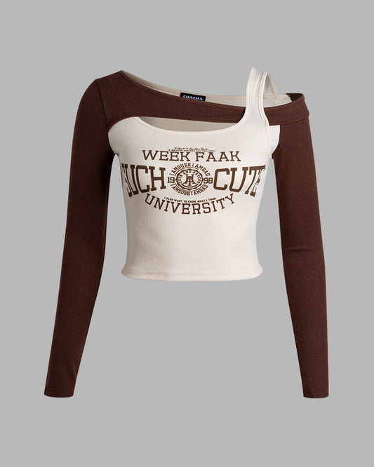 Such Cute University Asymmetrical Top