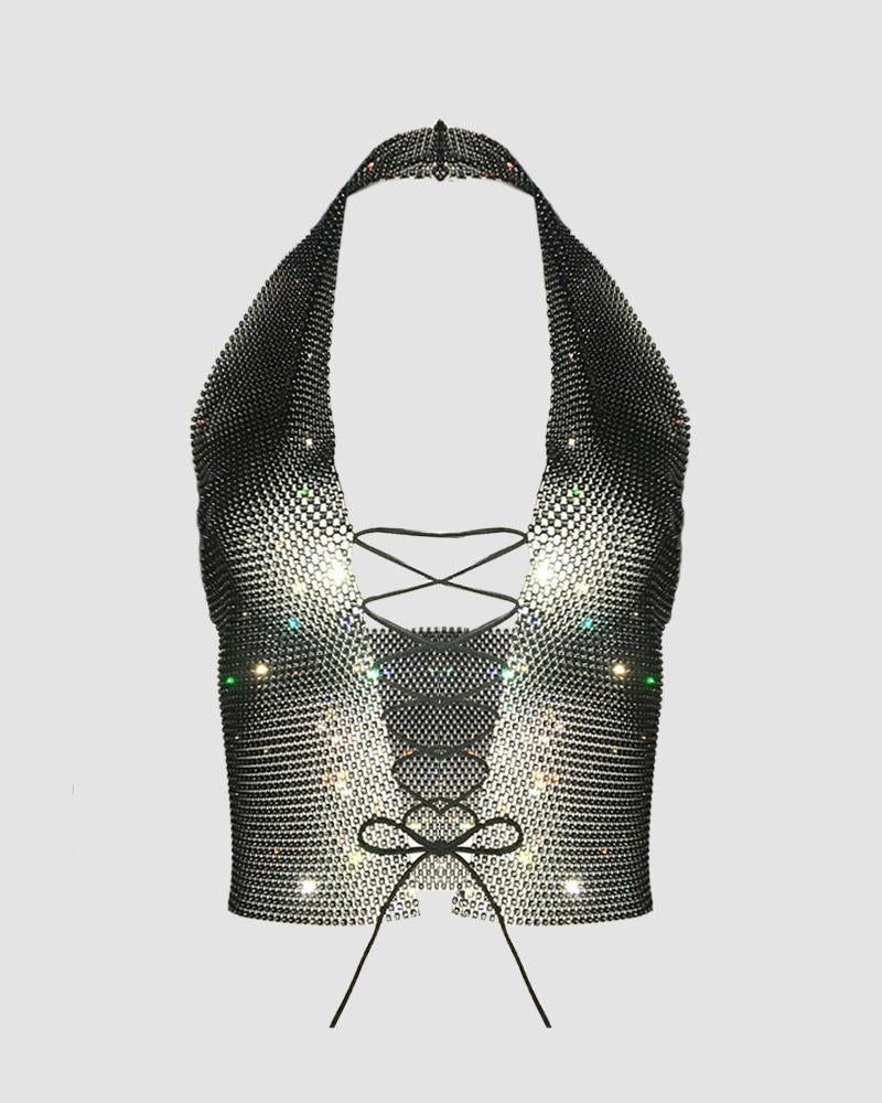 Rosmer Sequin Shoelace Corset