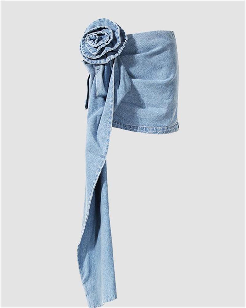 Sionia Statement Asymmetric Denim Skirt