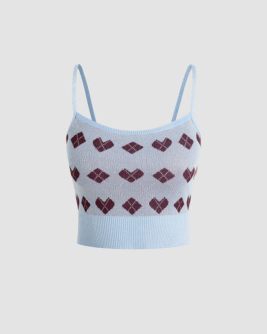 Naive Argyle Knit Cami Top