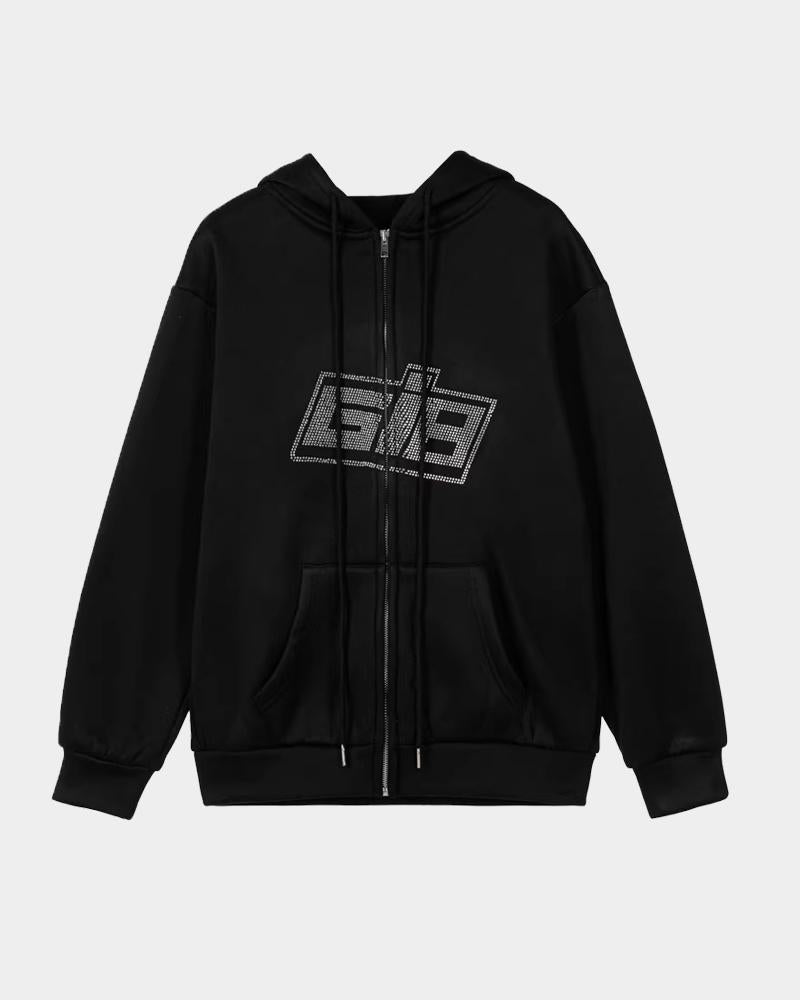 Y2k Hot Diamond Letter Printed Hoodie