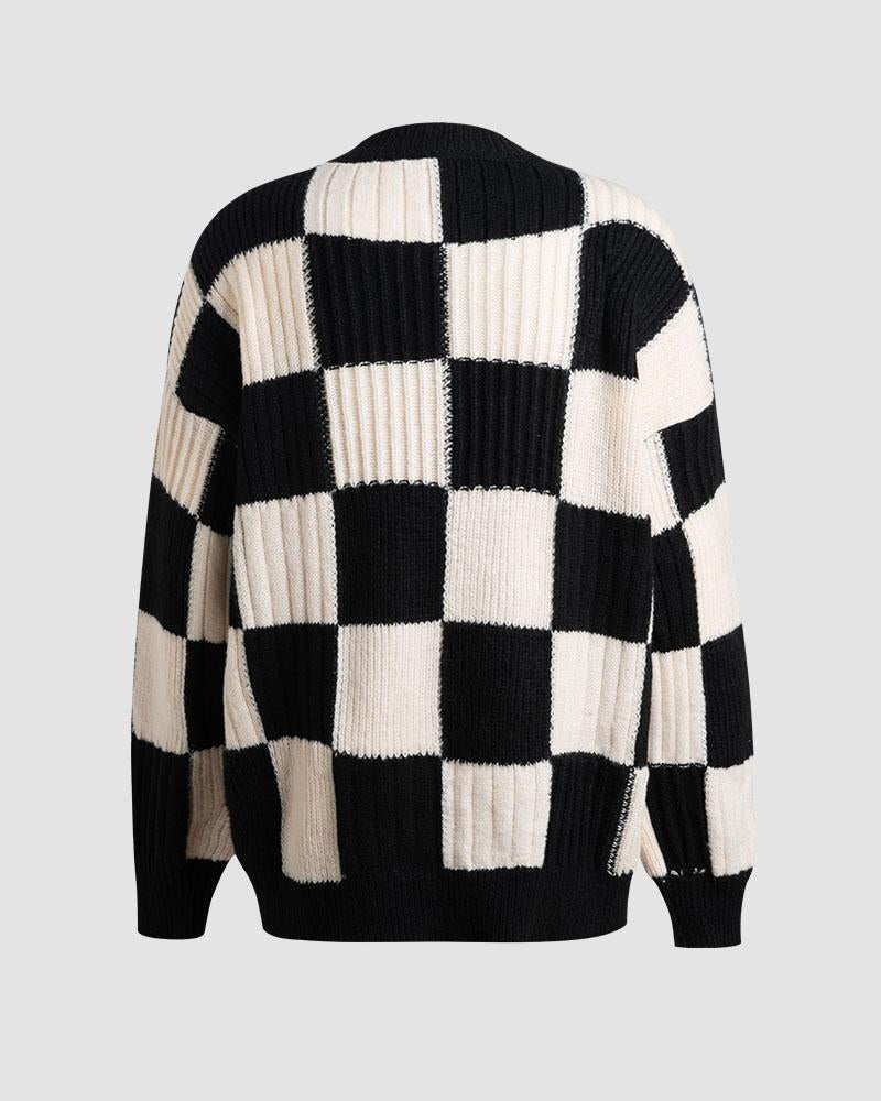 Checkerboard Prism Oversized Jumper