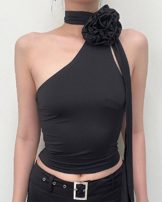 Camillea Rose Asymmetrical Halter Top