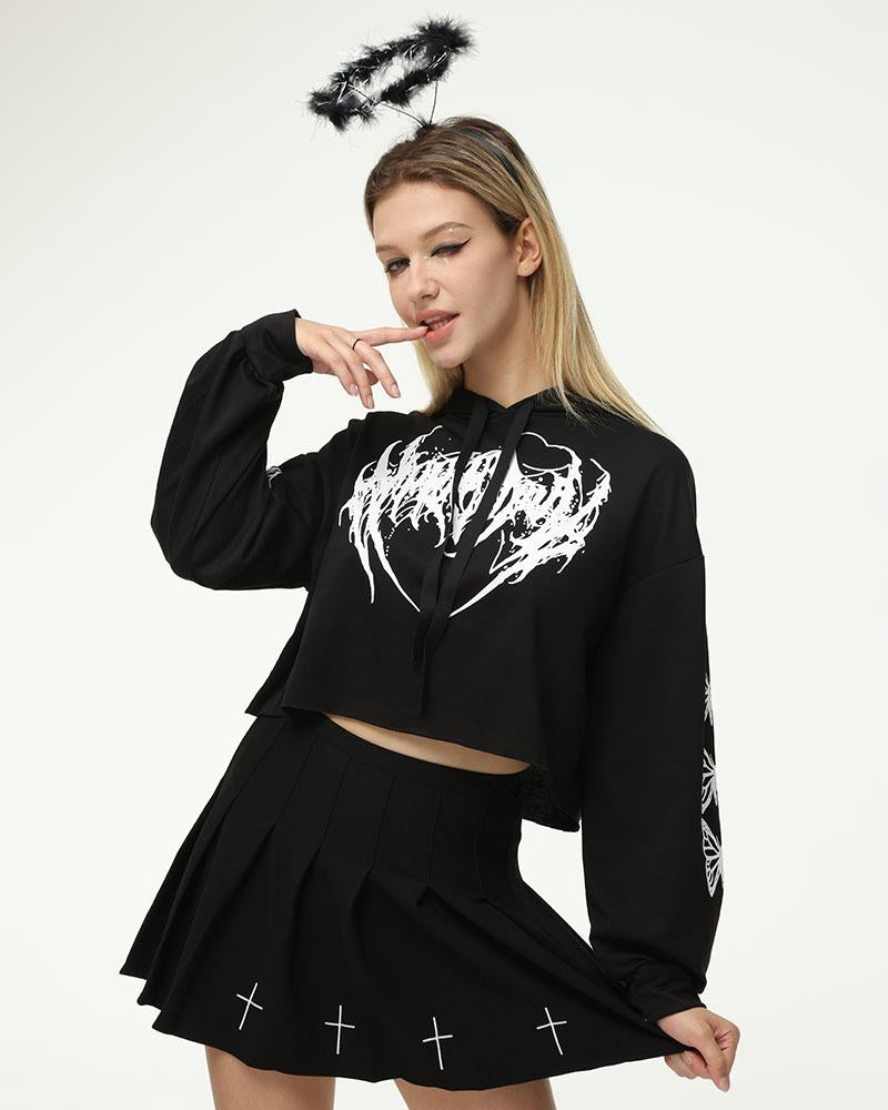 Gothica Wings Cropped Hoodie