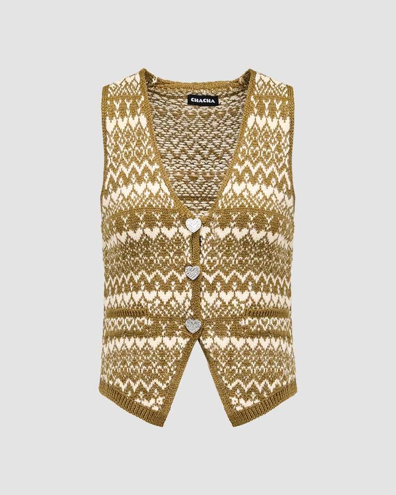 Brownie Heart Open Knit Vest