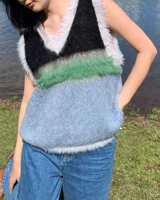 Retro Youth Fluffy Vest