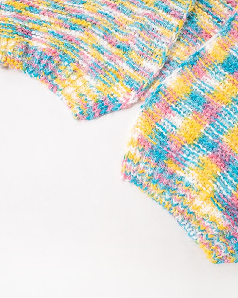 Rainbow Stripes Knitted Cardigan