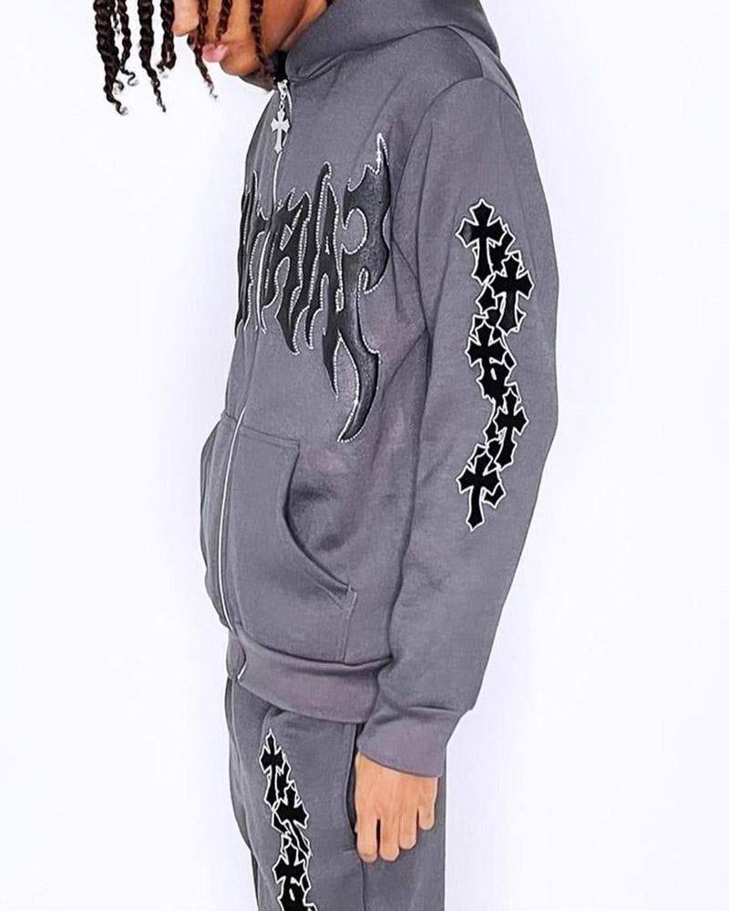 Reflective Font Printed Hoodies Outerwear