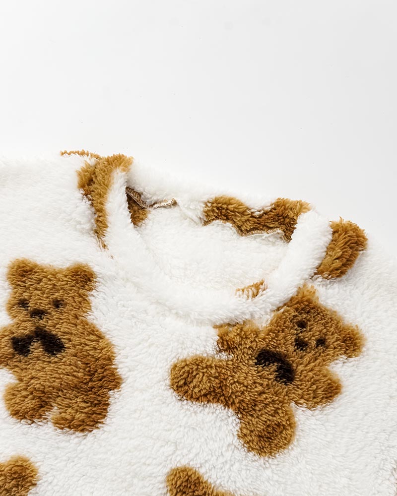 Teddy Bear Print Pullover Sweatshirt