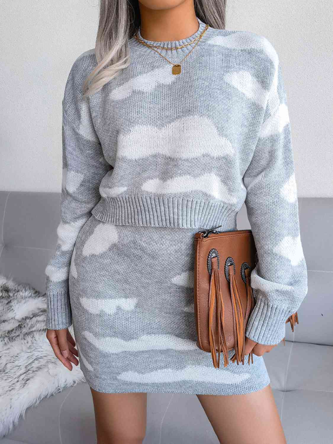 Cloud-Kissed Dreams Knitted Two-Piece Set