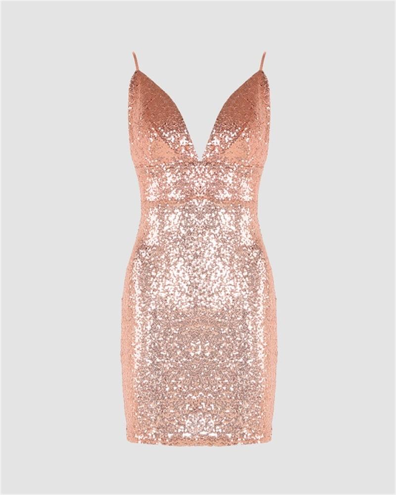 Party Sexy Suspender Sequin Dress