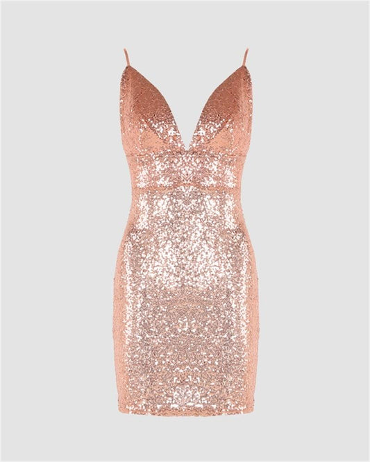 Party Sexy Suspender Sequin Dress