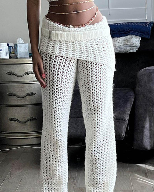 Turned Waist Belt Knit Pants