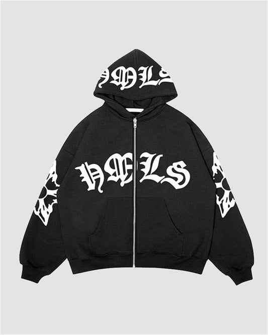 Grunge Lettering Oversized Hoodie