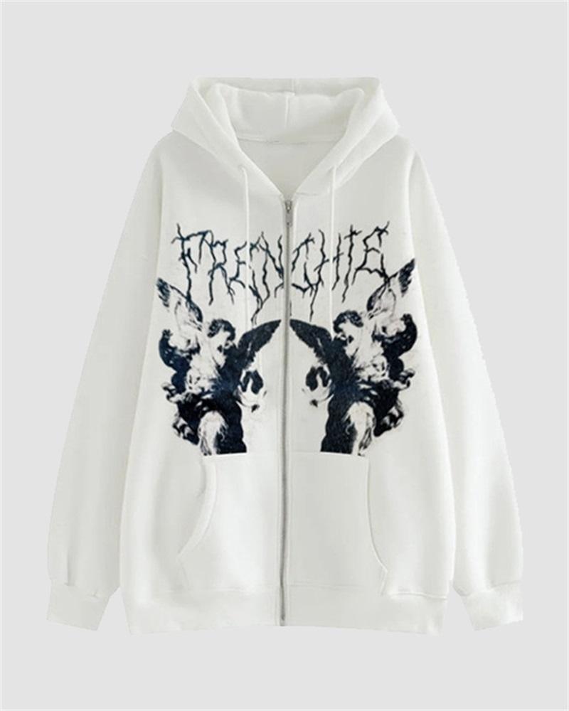 Angel Graphic Zip Hoodies