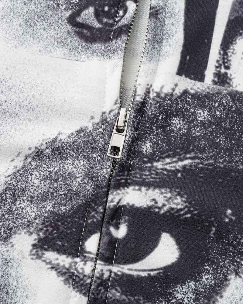 Eye Graphic Oversized Zip Hoodie