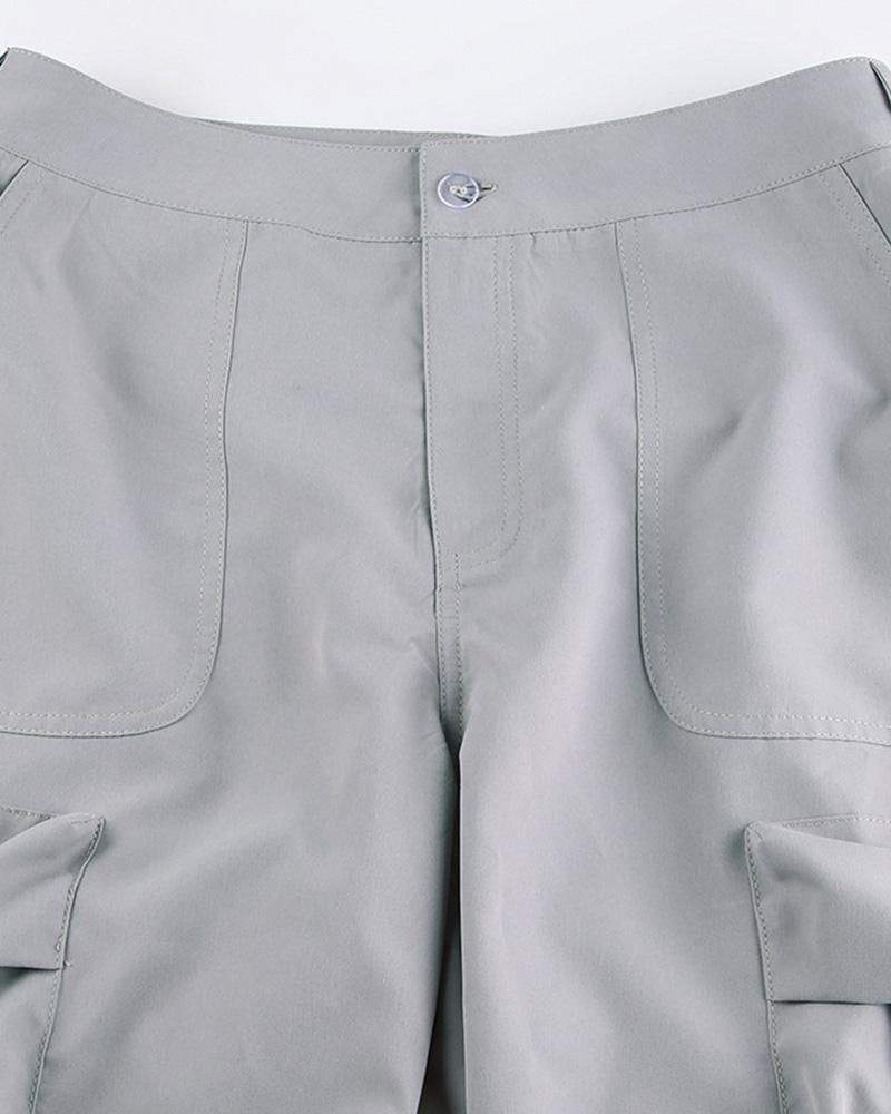 Strap Detail Pocket Loose Cargo Pants