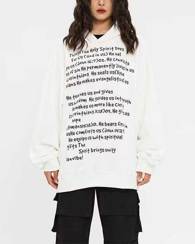 Retro Letter Print Hoodie