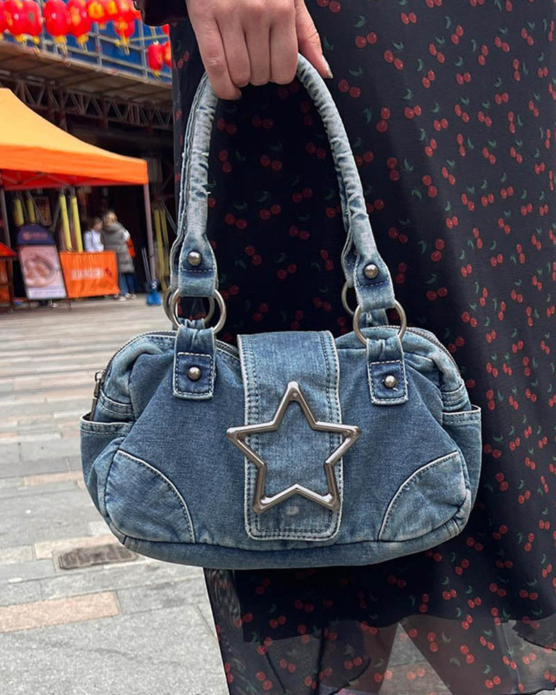 Denim Patch Star Accent Bag