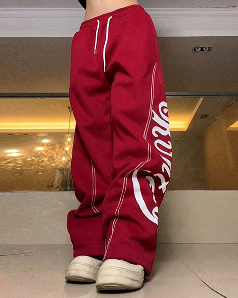 Street Letter Print Loose Sweatpants