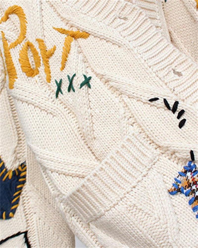 Embroidered Patches Cardigan