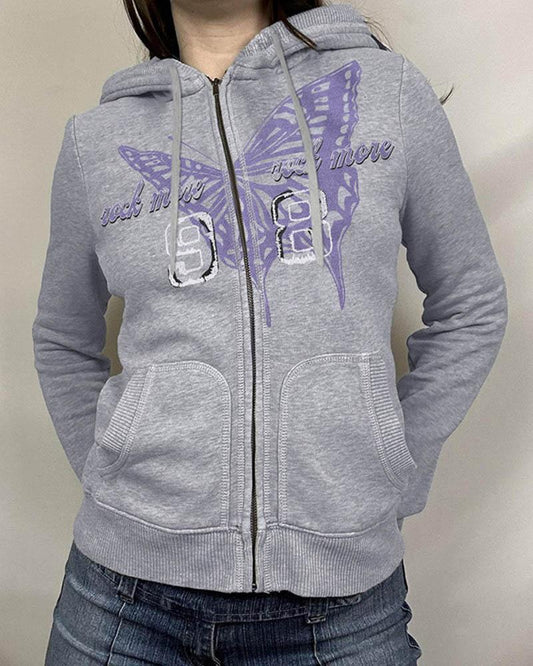 Butterfly Vintage Printed Hoodie