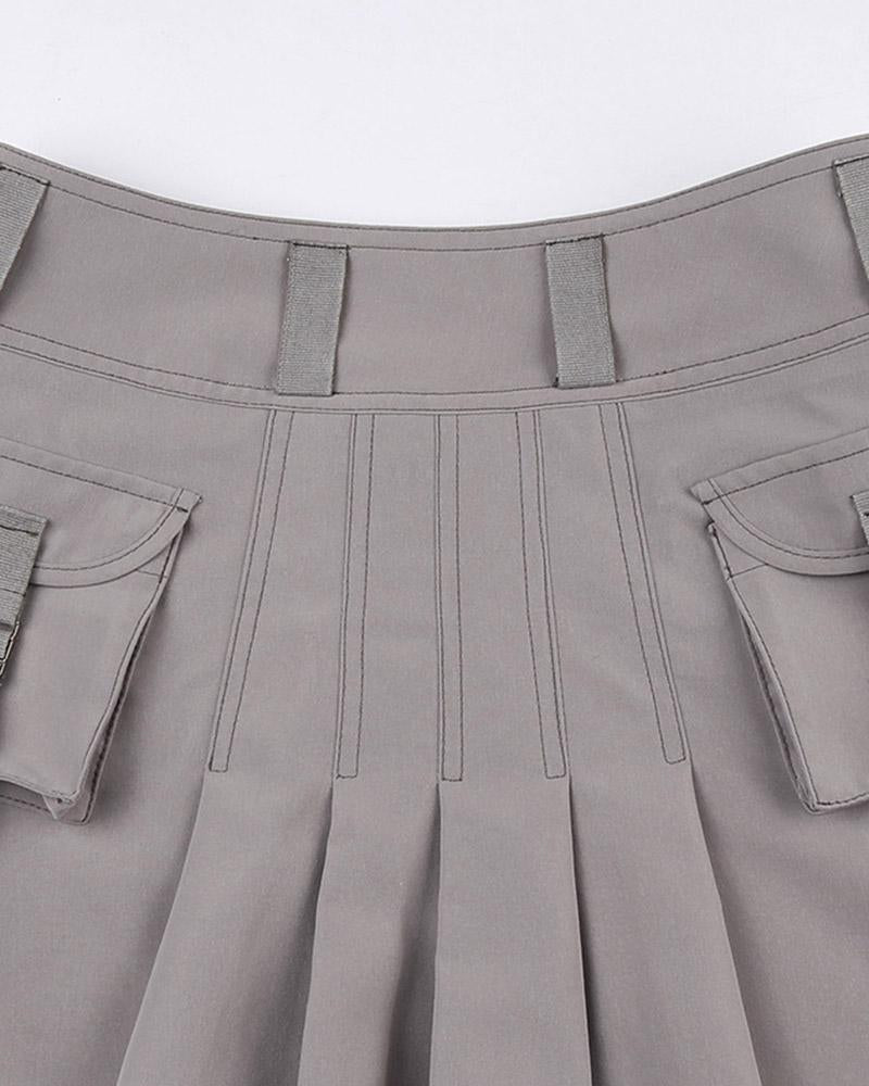 Stone Moss Mini Cargo Skirt