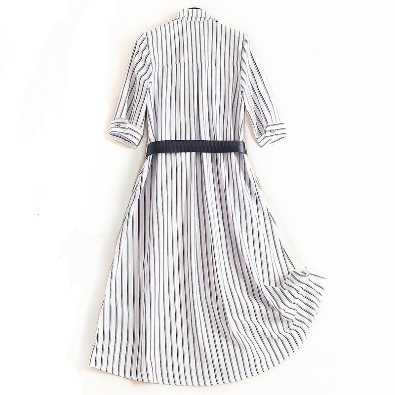 The Blake Satin Striped Short Sleeve Dress