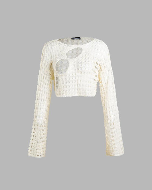 Ivory Knit Eyelet Sweater