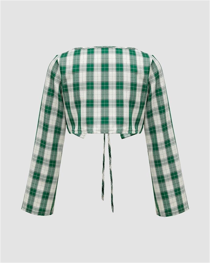 Darling Gingham Ultra Crop Cardigan