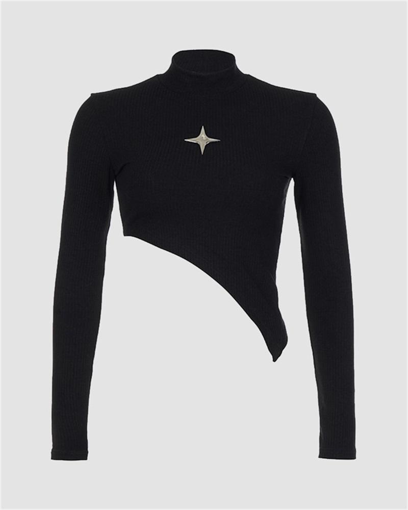 Star Irregular Hem Ribbed Tee